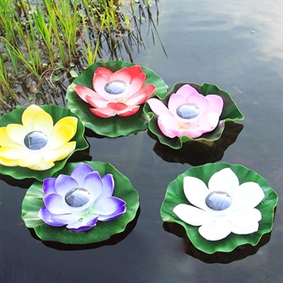 Lotus solcellelampe til havedam – flere farver